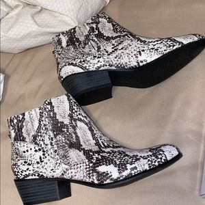 Snakeskin booties